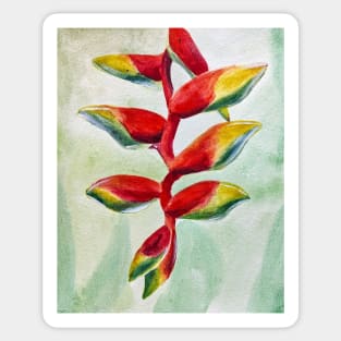 Red Watercolor Heliconia - Tropical Floral Print Sticker